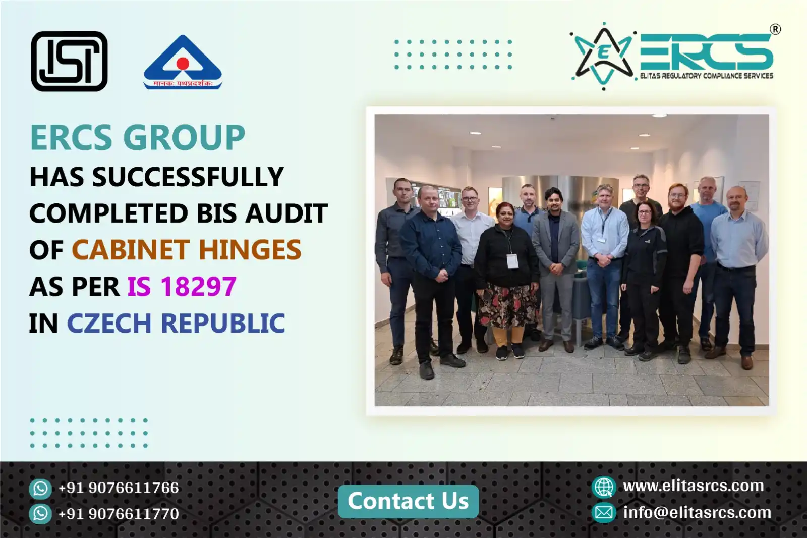 BIS Audit for Cabinet Hinges as per IS 18297 Successfully Completed