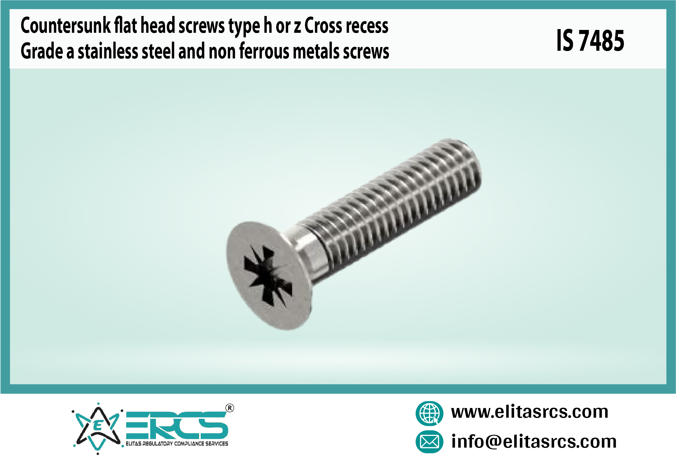 BIS Certification for Countersunk Flat Head Screws in India